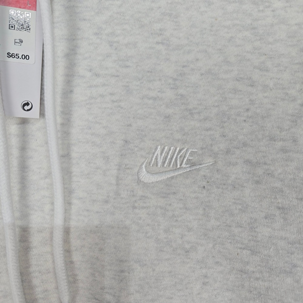 NWT Nike Hoodie Size Large Grey Sportswear Club Fleece Pullover Pocket #1708 - Picture 5 of 8